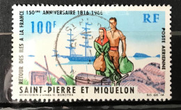 Timbre Oblitéré Poste Aérienne Saint Pierre Et Miquelon 1966 Yt N° 36 - Usados