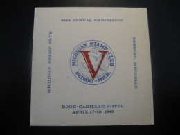 DETROIT Michigan 1943 Book-Cadillac Hotel V Victory WW2 WWII Military War Poster Stamp Vignette USA Label - Guerre Mondiale (Seconde)