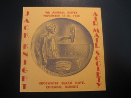 CHICAGO Illinois 1950 Edgewater Beach Hotel Jack Knight Air Mail Society Poster Stamp Vignette USA Label - Sonstige & Ohne Zuordnung