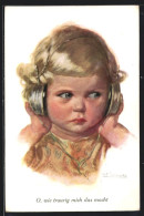 Künstler-AK Wally Fialkowska: Junges Mädchen Hört Mit Kopfhörern Eine Radioübertragung  - Fialkowska, Wally