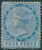 Dominica 1874 SG7 4d Blue QV Crown CC Wmk MH - Dominique (1978-...)