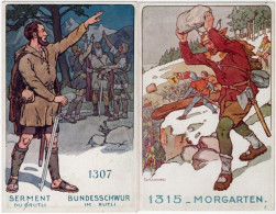 LE SOLDAT SUISSE A TRAVERS LES AGES. 2 Cartes. 1307 Grutli & 1315 Morgaten - Sonstige & Ohne Zuordnung