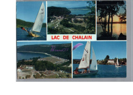 LE LAC DE CHALAIN 39 - Planche à Voile Bateau Voile Vue Aérienne Générale Coucher De Soleil - Autres & Non Classés