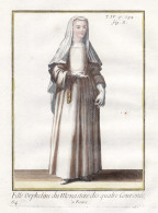 Fille Orpheline Du Monastere Des Quatre Courones, A Rome - Santi Quattro Coronati / Roma Rom Rome / Nun Nonne - Prenten & Gravure