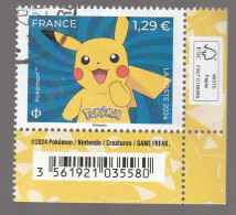 FRANCE 2024 ISSU DE LA FEUILLE POKEMON PIKACHU OBLITERE - Used Stamps