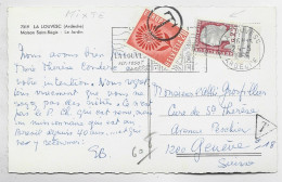 MARIANNE DECARIS 25C BDF SEUL CARTE LOUVESC ARDECHE 24.5.1965 POUR GENEVE TAXE 20C EUROPA - 1960 Marianne De Decaris
