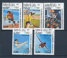 5 Timbres Oblitérés Différents LAOS X-10 Jeux Olympiques D'été LOS ANGELES 1984 - Summer 1984: Los Angeles