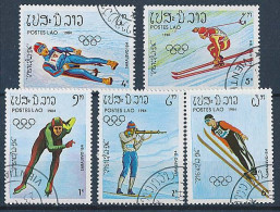 5 Timbres Oblitérés Différents LAOS X-10 Jeux Olympiques D'hiver SARAJEVO 1984 - Inverno1984: Sarajevo