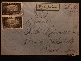 LETTRE En FM Par AVION Pour La FRANCE TP TP 40c Paire OBL.9-6 33 MEKNES VILLE NOUVELLE + REGIMENT ARTILLERIE COLONIALE - Storia Postale