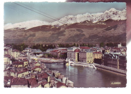 38 - GRENOBLE - LE PONT SUSPENDU ET LA CHAINE DE BELLEDONNE - COLORISEE - 19961 - Grenoble