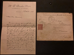 LETTRE CHARGEE VD 400F P DESCUBES Notaire TP SAGE 50c OBL.29 AOUT 96 COMPREIGNAC HTE VIENNE (87) - 1877-1920: Période Semi Moderne