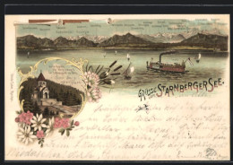 Lithographie Starnbergersee, Votiv-Kapelle, See Mit Umland  - Starnberg