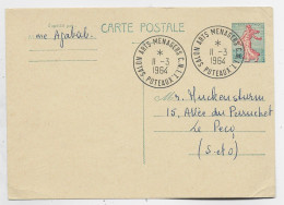 ENTIER SEMEUSE 20C LIGNEE CP BUREAU TEMPORAIRE SALON ARTS MENAGERS C.N.I.T. 11.3.1964 PUTEAUX - Standard Postcards & Stamped On Demand (before 1995)