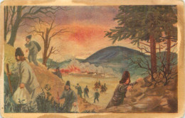 Hungary Historical Events Trade Card Peasants Gathering In Forest - Hongrie