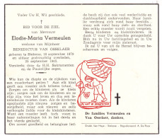 DP Elodie Maria Vermeulen ° Stekene 1879 † 1965 X Benedictus Van Osselaer - Devotion Images