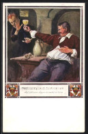 Künstler-AK Karl Friedrich Gsur: Deutscher Schulverein Nr. 560: Mann Wendet Sich Vom Angebotenen Weinglas Ab  - Weltkrieg 1914-18
