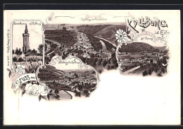 Lithographie Kyllburg I. D. Eifel, Malberg, Marienturm, St. Thomas  - Andere & Zonder Classificatie