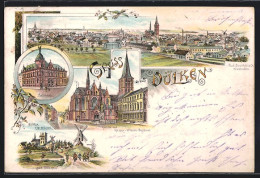 Lithographie Dülken, Gloria Tibi Dülken, Rathaus, Kirche Mit Kaiser-Wilhelm-Denkmal  - Other & Unclassified