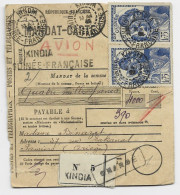 GUINEE FRANCAISE 1FR75 PAIRE MANDAT CARTE  CHARGE AVION KINDIA 1941 - Lettres & Documents