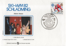 Austria Osterreich 1982 FDC Alpine Ski-WM Weltmeisterschaften, Skiing, Hess, Zini, Cooper, Schladming - FDC