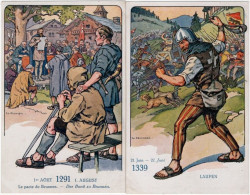 LE SOLDAT SUISSE A TRAVERS LES AGES. 2 Cartes. 1291 Brunnen & 1339 Laupen - Autres & Non Classés