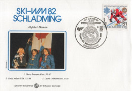 Austria Osterreich 1982 FDC Alpine Ski-WM Weltmeisterschaften, Skiing, Soresen, Nelson, Graham, Schladming - FDC