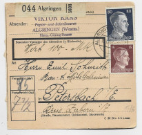 GERMANY HITLER 80C+15C KARTE ALGRINGEN 19.12.1943 TO. PETERSBACH - Storia Postale