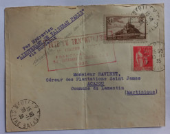 Av 022 – 1935 - Enveloppe Par Hydravion "Lieutenant De Vaisseau Paris" De NEUILLY Vers Fort De France, Via Bordeaux - 1927-1959 Covers & Documents