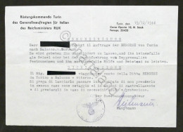 WWII RSI Lasciapassare Impiegato Ditta Bergese Torino - Comando Tedesco - 1944 - Unclassified