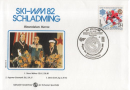 Austria Osterreich 1982 FDC Alpine Ski-WM Weltmeisterschaften, Skiing, Mahre, Stenmark, Strel, Schladming - FDC