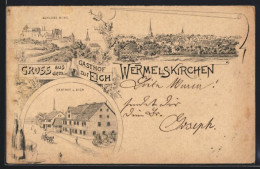 Lithographie Wermelskirchen, Gasthof Zur Eich, Schloss Burg  - Wermelskirchen