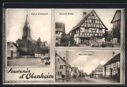 CPA Obenheim, Epicerie Weber, Eglise Protestante, Rue Principale  - Andere & Zonder Classificatie