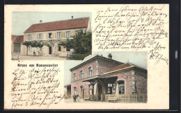 CPA Romansweiler, Gasthaus Zum La Gare, La Gare Avec Schaffner  - Sonstige & Ohne Zuordnung