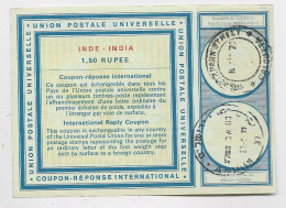 INDIA INDE 1.50 RUPEE UPU COUPON REPONSE INTERNATIONAL 1973 CALCUTTA - Storia Postale