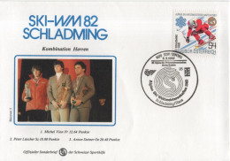 Austria Osterreich 1982 FDC Alpine Ski-WM Weltmeisterschaften, Skiing, Vion, Luscher, Steiner, Schladming - FDC