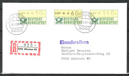 MiNr. ATM 1.1, Ersttagsbrief, Portoger. E-Brief In München, B-2073 - Automaatzegels [ATM]