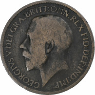 Royaume-Uni, George V, 1/2 Penny, 1917, Londres, Bronze, B+, KM:809 - C. 1/2 Penny