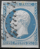 NAPOLEON N°10 25c Bleu Oblitéré Losange PC - 1852 Louis-Napoléon