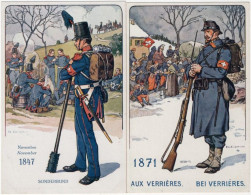 LE SOLDAT SUISSE A TRAVERS LES AGES. 2 Cartes. 1847 Sonderbund & 1871 Verrières - Otros & Sin Clasificación