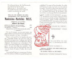 DP Madeleine Mathilde Mels ° Kemzeke Stekene 1891 † 1963 X Albert De Smet - Images Religieuses