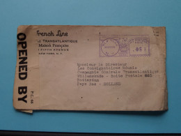 Enveloppe FRENCH LINE Opened By CENSOR From N.Y. To Holland CGT In 1939 ( Zie / See / Voir Scans ) ! - Other & Unclassified