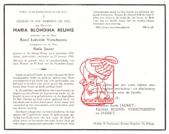 DP Maria Blondina Reunis ° De Klinge Sint-Gillis-Waas 1879 † 1959 X Karel Lodewijk Verschueren Xx Emile Jauret - Andachtsbilder