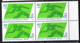 Berlin Poste N** Yv:582 Mi:621 Für Den Sport Javelot Bloc De 4 Bord De Feuille - Unused Stamps