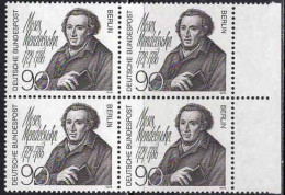 Berlin Poste N** Yv:567 Mi:601 Moses Mendelssohn Philosophe (Bloc De 4) - Unused Stamps