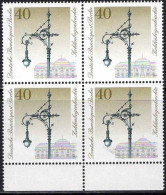 Berlin Poste N** Yv:564 Mi:604 Kohlenbogenleuchte Reverbère Electrique Bloc De 4 Bord De Feuille - Unused Stamps