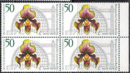 Berlin Poste N** Yv:562 Mi:602 Botanischer Garten Berlin Orchidée Paphior (Bloc De 4) - Unused Stamps