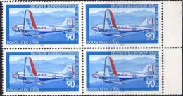 Berlin Poste N** Yv:555 Mi:595 Douglas DC3 1935 Bloc De 4 Bord De Feuille - Nuevos