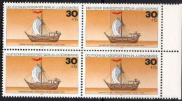 Berlin Poste N** Yv:505 Mi:544 Bremer Kogge Bloc De 4 Bord De Feuille - Unused Stamps