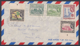 British Guiana 1957 Used Airmail Cover TO British Embassy, Mexico, Toucan Bird, Botanical Gardens, Rice Combine Mountain - Guayana Británica (...-1966)