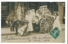 Carte Photo Fête De Fleurs Du 7 Juin 1909 - Chateaurenault (71) - Otros & Sin Clasificación